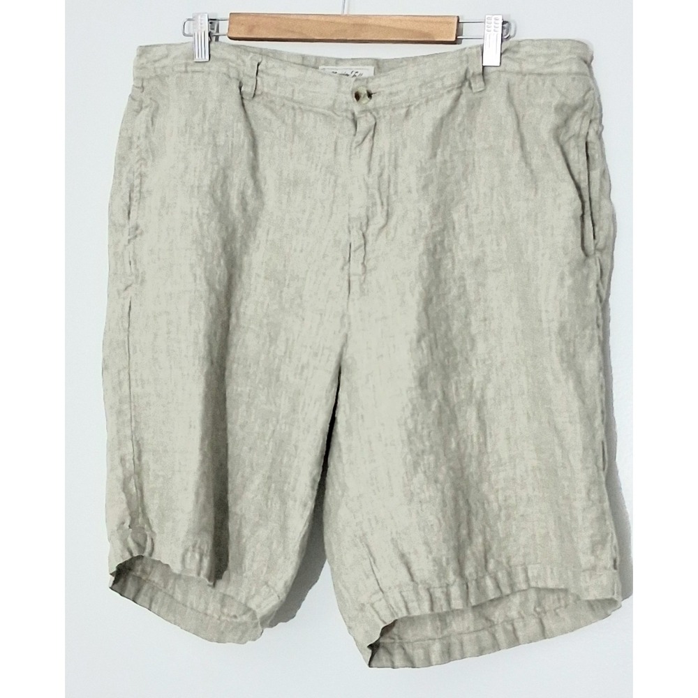 Madda Fella Key West Shorts  Men's Size 40 Tan Beige 100% Linen Pockets Preowned